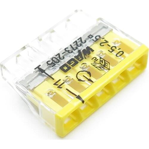 Origin 2273-205 10Pcs Mini Push-in Connector 5 Pin Compact Wire Connector For Junction Box Installation Terminal Bolcks VDE UL