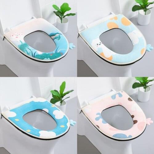 Washable Toilet Cover Pad Toilet Seat Warm Soft Cushion Set for Home Decor Closestool Mat Seat Case Toilet Lid Cover Accessories