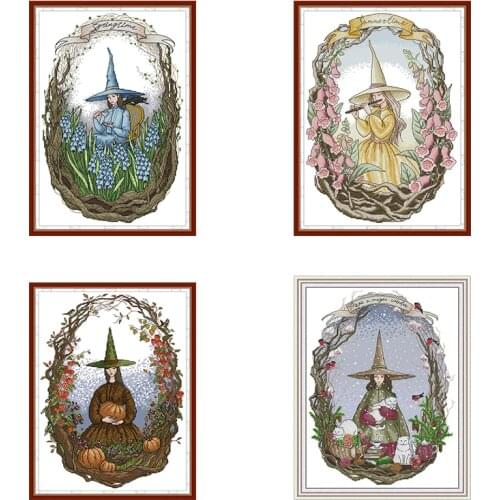 Cross Stitch Kits Joy Sunday Stamped Magic World of Season 11ct 14ct Printed Count Handmade DIY Embroidery Needlework Fabric Set