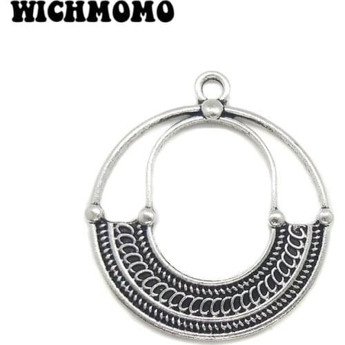 2019 New Fashion 46mm 2pieces/bag Retro Zinc Alloy Hollow Out Round Charms Pendant for Earring Necklace Jewelry Accessories