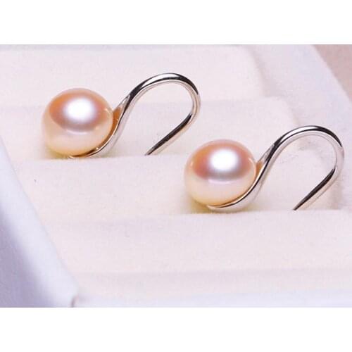 New Arrival Favorite Natural Pearl Earrings 9mm Real Pearl S925 Sterling Silver Earring White Pink Lavender For Choose Lady Gift