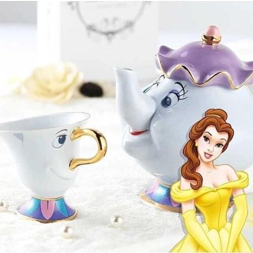 New Cartoon Beauty And The Beast Teapot Mug Mrs Potts Chip Tea Pot Cup One Set Lovely Christmas Gift Fast Post