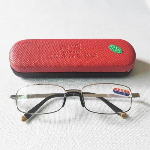 Simple Fashion Men Reading Glasses Female High Quality Silver Alloy Eyeglasses Frames Presbyopic Red Glasses Case1.5 RK004
