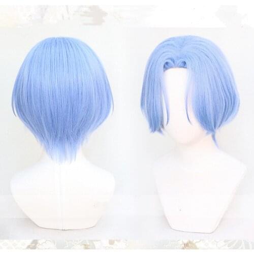 Anime SK∞ the Infinity Langa Cosplay Wigs Water Blue Short Straight Heat Resistant Synthetic Hair Wig + Wig Cap