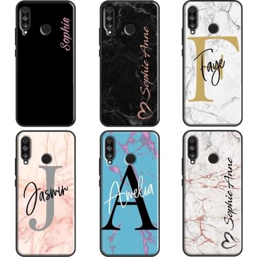 PERSONALIZED CUSTOM MARBLE INITIAL NAME For Huawei P30 Lite P10 P40 P20 Pro P Smart 2019 Z Case For Huawei Mate 20 10 Lite Cover