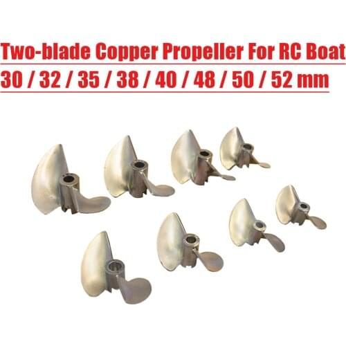 1PC 30/32/35/38/40/48/50/52mm BrassPropellers Two-blade Copper Propeller 3.18/4/4.76mm Hole Pitch for RC Jet Boats