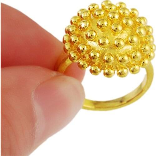 Luxury Brand Jewelry Rings 24K Gold Color For Women Jewelry Ring Yellow Gold Golden Finger Ring R007