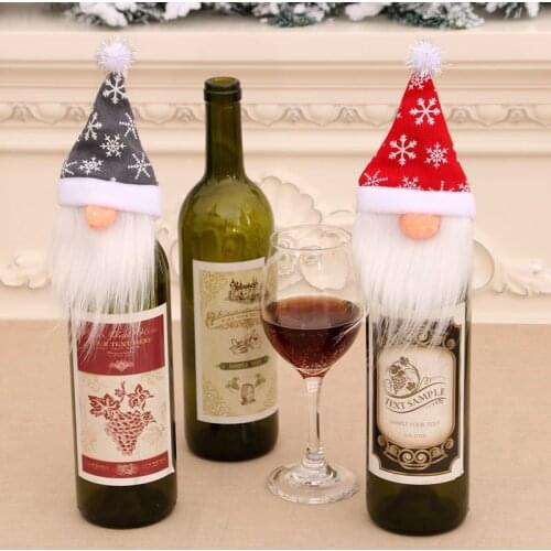 Santa Claus Wine Bottle Cover Christmas Decorations For Home 2019 Christmas Stocking Gift Navidad New Years Decor 2020