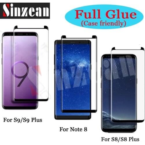 Sinzean 25pcs For Samsung S8 Plus 3D Curved Full Glue Case friendly tempered Glass For S9 Plus Full Glue Screen Protector