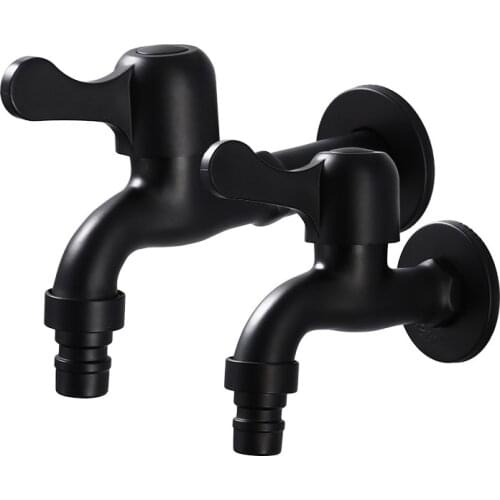 Antique Black Washing Machine Tap Mop Pool Tap Stainless Steel Wall Mounted Bibcock Single Cold Water Faucet For Outdoor Garden