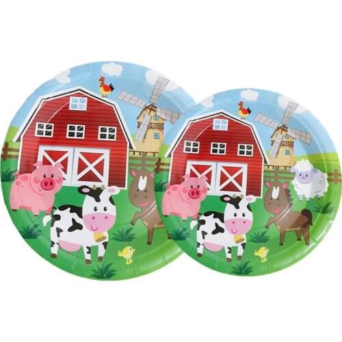 10pc 9inch Farm Animals Disposable Party Tableware Plate Cup Birthday Party Supplies Farm Animals Birthday Party Decoration Kids