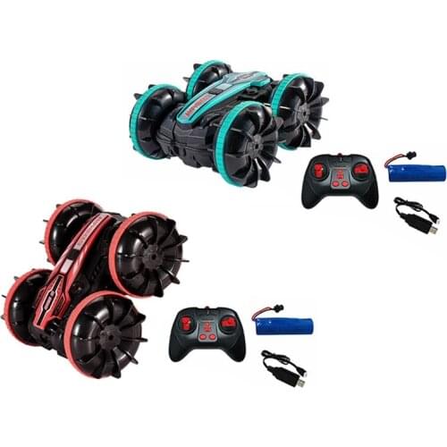 Stunt RC Car 1200MAh 4Wd Water & Land 2In1 Remote Control Car 2.4G Double Side Flip Amphibious RC Drift Car Toy