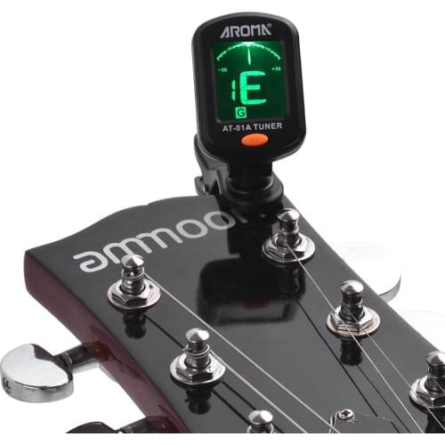 AROMA AT-01A Guitar Tuner Rotatable Clip-on Tuner LCD Display for Chromatic Guitar Bass Ukulele Violin Guitar Accessories