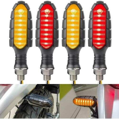 Universal Motorcycle LED Turn Signal Indicator Light Flowing Water Blinker Day Running light Brake Lamp For Honda for Yamaha 12V