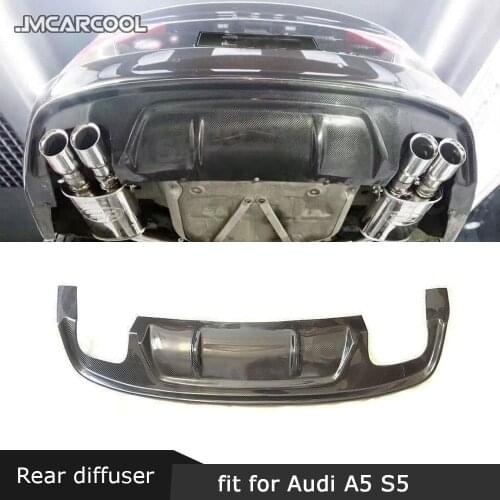 For Audi A5 Sline S5 2013-2016 Rear Lip Diffuser Carbon Fiber / FRP Fins Shark Style Diffuser Back Bumper Mudguard plate fender