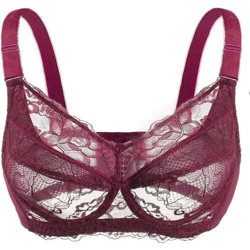 Women Full Coverage Underwired Non-Foam Plus Size Floral Lace Bra 34 36 38 40 42 44 46 48 B C D E F G H