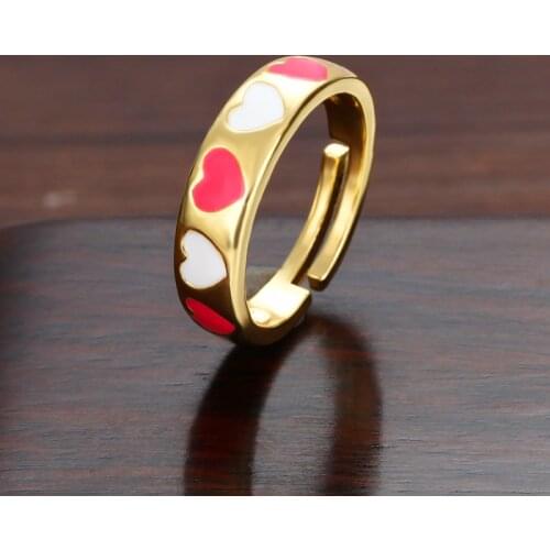 Gold rings for women Dripping oil copper zircon open adjustable rings initial Jewery Punk Hip Hop Rock womens rings religion