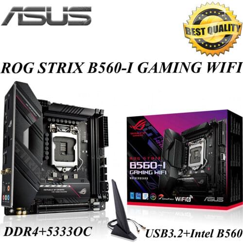 100% LGA 1200 Asus ROG STRIX B560-I GAMING WIFI Motherboard DDR4 64GB PCI-E 4.0 M.2 USB3.2 Overlocking Intel B560 Placa-mãe New