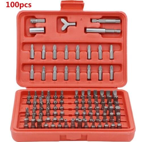 100pcs Plastic Boxed Screwdriver Head Combination Cross Slotted Hexagonal Plum Y-shaped Batch Head Set