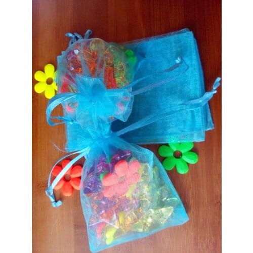 1000pcs 15*20cm Lake Blue Organza Gift Bag Jewelry Packaging Display Bags Drawstring Pouch For Bracelets/necklace/wed Yarn Bag