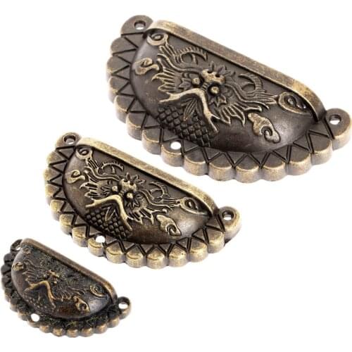4pcs Chinese Vintage Pull Handles Knobs and Pulls for Cabinet Dragon Shell Knobs Dresser Drawer Door Cupboard Pull Handle