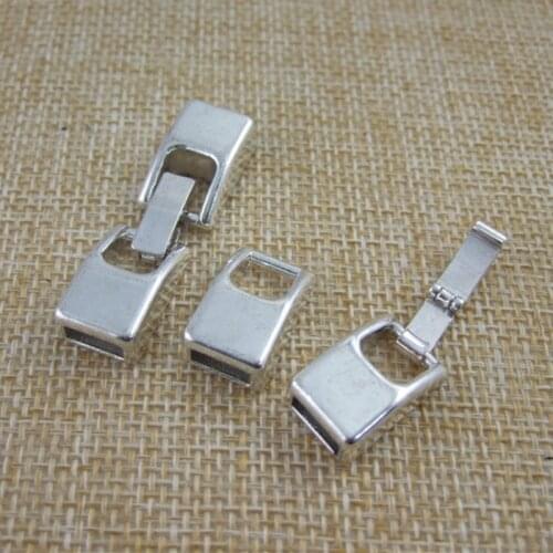 5Sets Antique Silver Color 8x2mm Hole Flat Snap Clasps for 8mm Leather Bracelet Jewelry Making