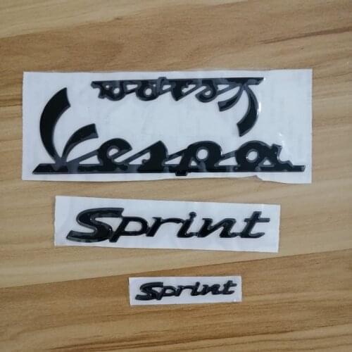 50 pcs/ LOT Motorcycle 3D Black Emblem Stickers Decal for PIAGGIO Vespa Sprint