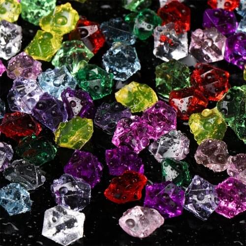 50Pcs Colorful Art Artificial Stones Crystal Ice Cubes Vase Filler Wedding Ornament Garden Cobblestones Aquarium Decoration