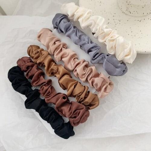 6pcs Fashion Scrunchie Hairbands Solid Color Satin Elastic Ponytail Hair Ties Gift Headband For Women Girls LX2379