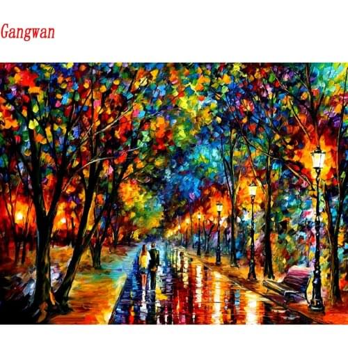 Full Square round Drill 5D DIY Diamond Painting After the Rain street 3D Embroidery Cross Stitch couple Mosaic Rhinestone Decor