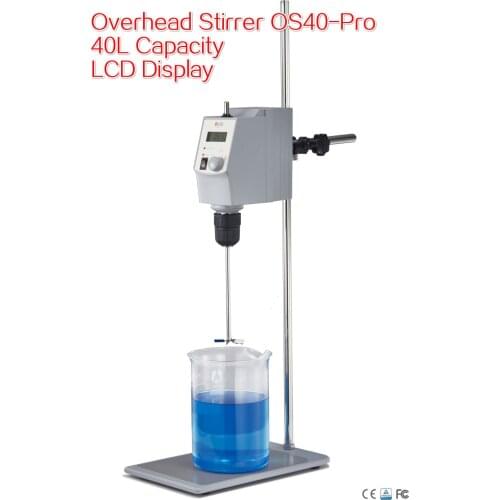 FREE SHIPPING Overhead Stirrer OS40-Pro LCD Digital Magnetic Stirrer Max Capacity 40L With Plate Stand & Propeller Stirrer