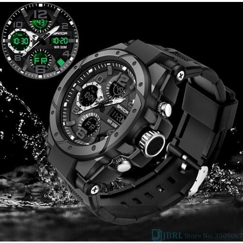 Military Sport Wrist Watch Men Watches Brand Male Watch For Men Clock Dual Display Wristwatch Army Outdoor Waterproof SANDA Hour