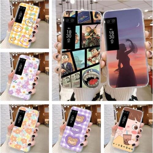 For Girls Anti-dust Phone Case For Meizu Pro 7 Plus Soft Case Silicone Black Case Anime Fashion