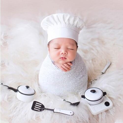 Baby Photography Props Little Chef Hat White Stretch Wrap Little Cook Creative Props Newborn Photography Accessories