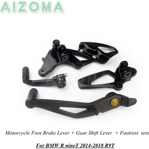 For BMW R nine T R9T Motorcycle Black Adjustable Foot Brake Lever Pedal Footrest Kit + Gear Shift Control Levers 2014-2018