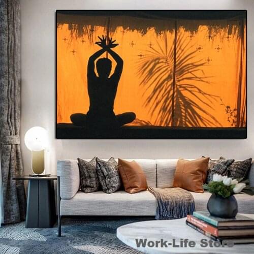 Yoga Practitioner Human body sketch Picture Home Decor Canvas Painting Wall Art Poster and Prints Figure for Retro Living Room