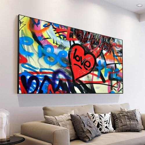 DDWW Large Size Graffiti Abstract Canvas Art Classical Oil Painting love Painting Wall Pictures For Living Room Modular Pictures