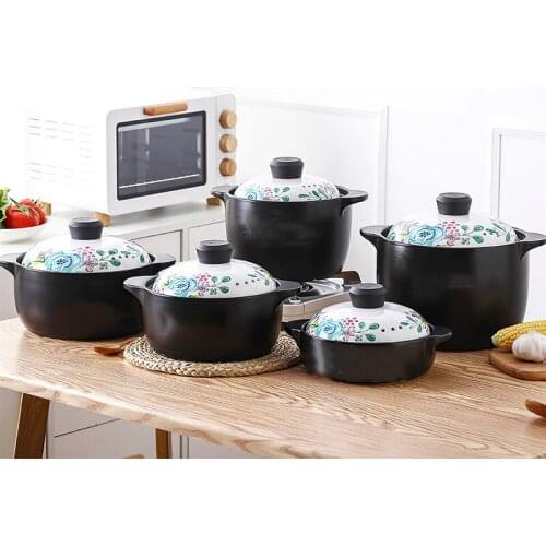 Ceramic Casserole Japanese 4L Hand-painted Soup Pot Stew Pan 6L Saucepan Home Kitchen Supplies Cookware Large Cooking Pot