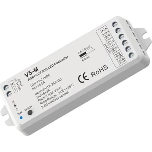 20PCS 5CH*3A 12-24VDC CV Controller V5-M single color/color temperature/RGB/RGBW/RGB+CCT universal receiver RGB+CCT controller