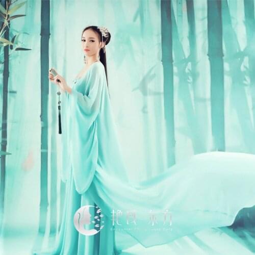 Luo Shen Fu Light Blue Fairy Costume Dance Hanfu Tang Dynasty RunQun Stage Performance Hanfu Photography Costume