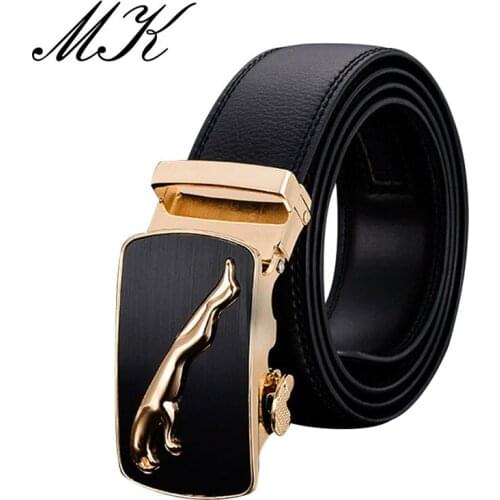Leopard Automatic Buckle Cowhide Leather Belts for Men Designer Belt Men High Quality Luxury Silvery Golden Strap Male for Jeans