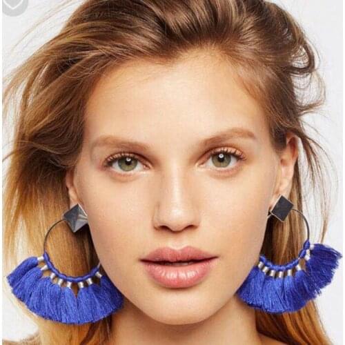 Fashion Jewelry Tassel Earrings For Women Ethnic Big Drop Earrings Bohemia Trendy Cotton Rope Fringe Long Dangle Earrings