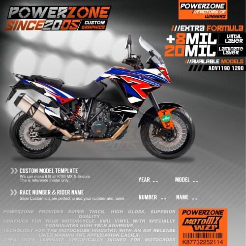 PowerZone Custom Team Graphics Backgrounds Decals 3M Stickers Kit For KTM ADV 1050 1090 1190 1290 114