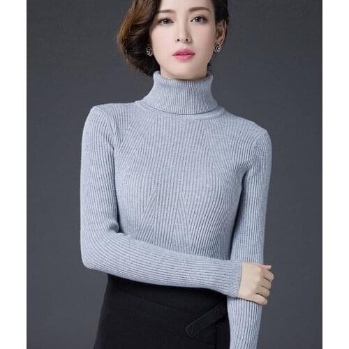 2021 New Women Autumn Winter Cashmere Sweaters Turtleneck Warm Pullover Solid Minimalist Elegant Sweater