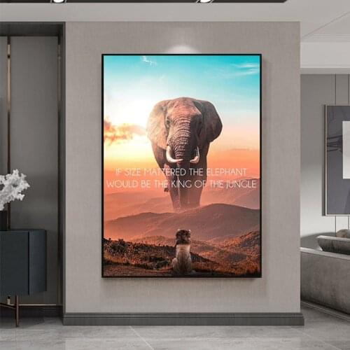African Elephant Lion Posters and Prints Animals Wall Art Pictures Modern Living Room Home Wall Decorative Canvas Paintings