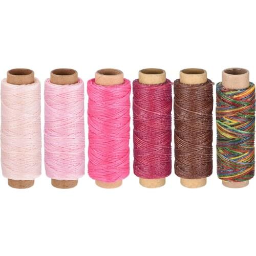 Uxcell Leather Sewing Thread Set 55 Yards 150D/1mm Polyester Flat Waxed Cord for Hand Stitching, Craft DIY, Bright Colors