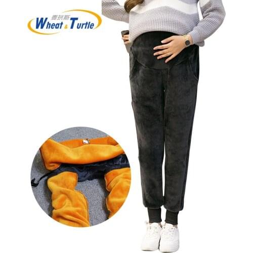 Pregnant Womens Casual Outwear Pants Thicken Velvet Maternity Leggings Warm Pants For Pregnant Women Clothing For Pregnancy
