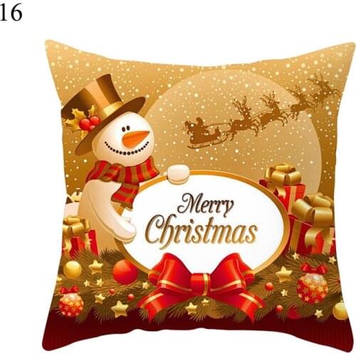 Gold Color Polyester Peachskin Christmas Pillow Case Square Throw Pillows Covers 45*45cm Pillowslip Cushion Cover Home Supplies