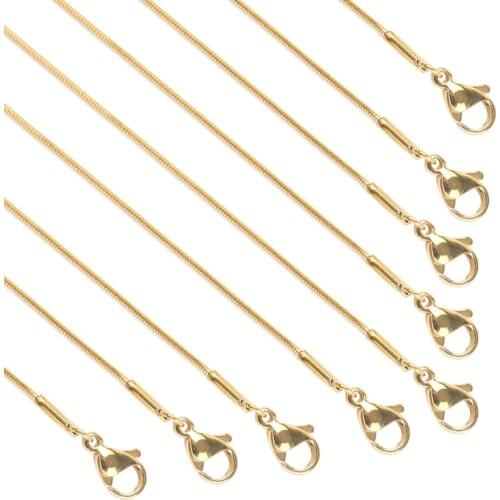 SAUVOO 5 Pcs Stainless Steel Snake Chain Necklaces Gold Steel Charms Link Necklace with Lobster Clasps for Jewelry Making 45cm