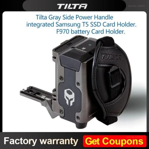 Tilta Side Power Handle F970 Battery Plate T5 SSD Card Holder with 8V Micro USB power and 12V DC output for BMPCC 4k Camera Cage
